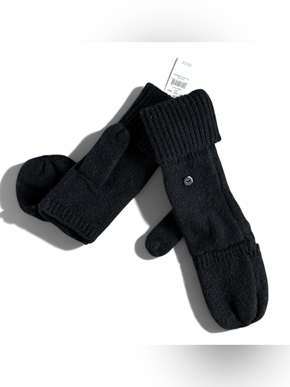 NWT Aerie Black Convertible Mittens Knit Fingerless Gloves Warm Ribbed Cufff OS